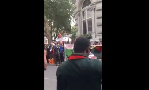 VIDEO: Biafra agitators hit London streets, ask British police to arrest Nigerians