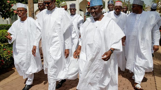 Six APC govs refuse to speak with reporters after meeting Buhari