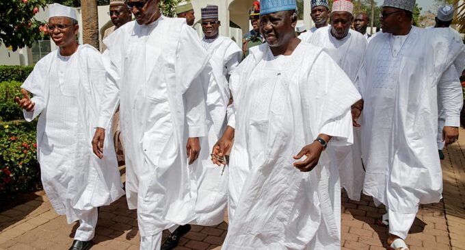 Six APC govs refuse to speak with reporters after meeting Buhari