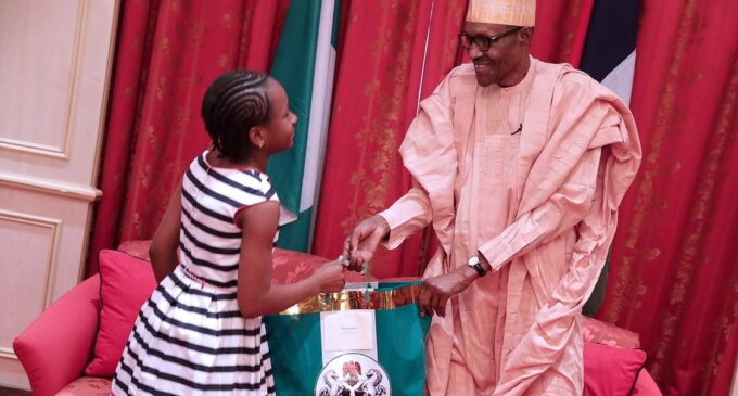 Buhari meets girl who donated her lunch money to his presidential campaign