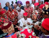 PHOTOS: Buhari bags two chieftaincy titles on visit to Ebonyi