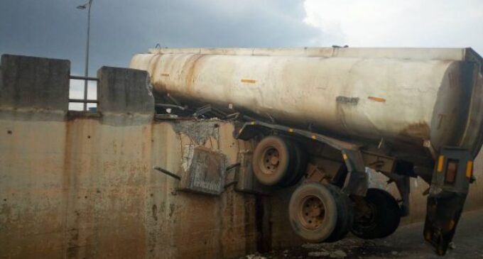 PHOTOS: Tanker crashes into Onitsha-Nkpor flyover