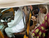 EXTRA: Aisha Buhari spotted inside ‘Keke NAPEP’
