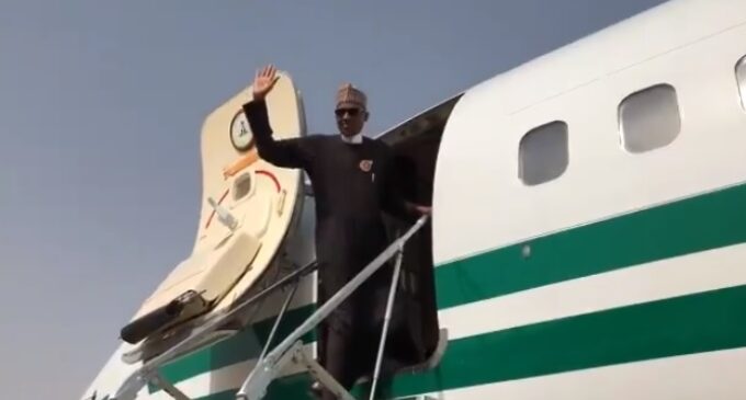 VIDEO: Buhari leaves for France
