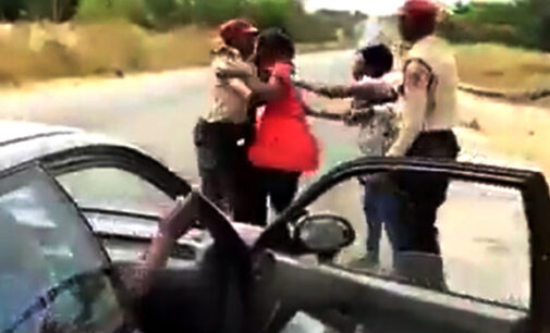 SHOCKING VIDEO: FRSC officer engages woman in fist fight