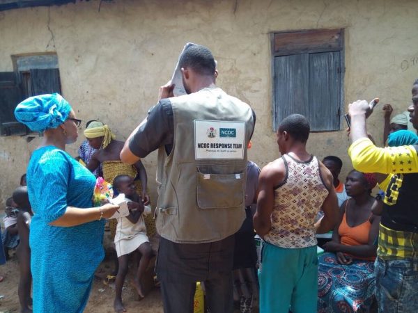  NCDC rapid response team during a yellow fever door-to-door communications campaign in Yagba LGA, Kogi state