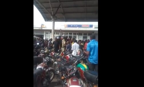 VIDEO: Soldier deals with ‘troublemaker’ at Lagos filling station