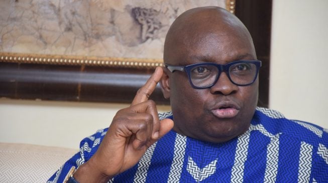 ‘TI has placed a question mark on your integrity’ – Fayose blasts Buhari despite Aso Rock handshake