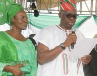 Fayose’s wife: If you want to be disgraced, hunt for my husband’s downfall