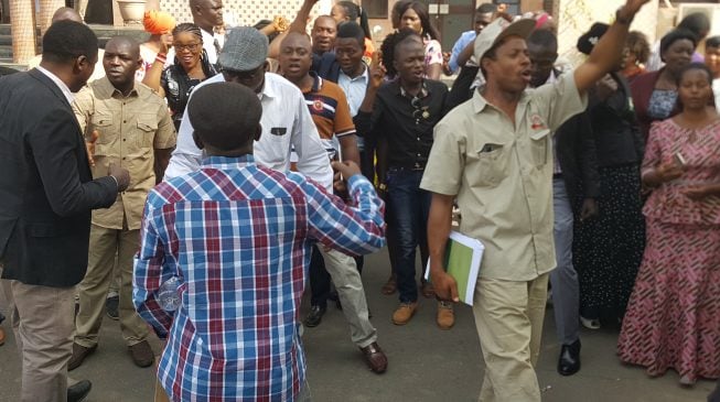 Police officers stationed at NHIS headquarters over workers’ protest