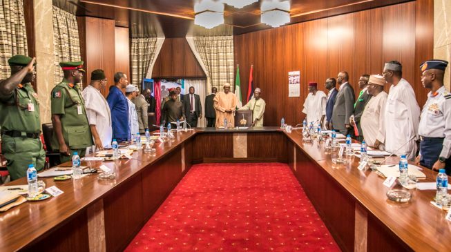 Service chiefs refuse to speak after 2-hour meeting with Buhari
