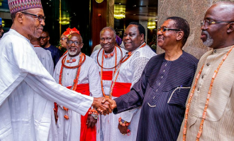 PHOTOS: Uduaghan, Pinnick accompany Olu of Warri to Aso Rock