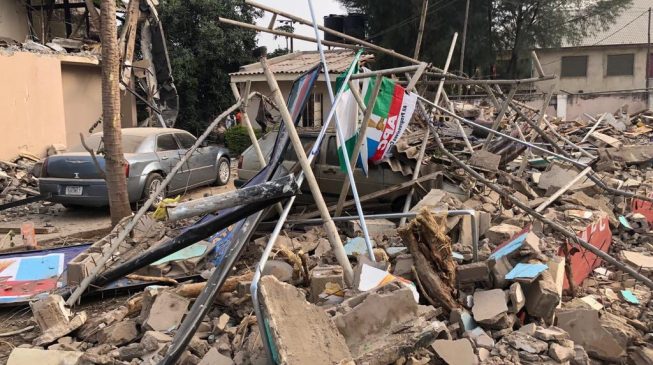 VIDEO: The demolished factional APC head office in Kaduna