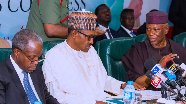 Buhari dines with Tinubu, Oyegun at Aso Rock