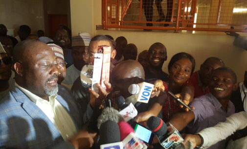 EXTRA: Melaye displays toothbrush, tissue paper in court, says ‘I’m ready for prison’