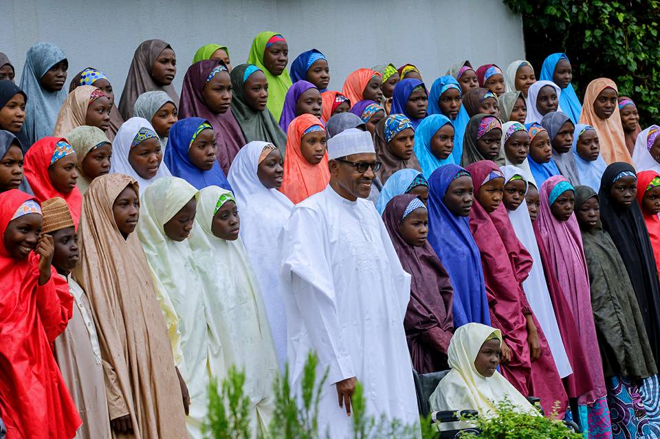 MORE PHOTOS: Buhari hosts Dapchi schoolgirls at Aso Rock  %Post Title