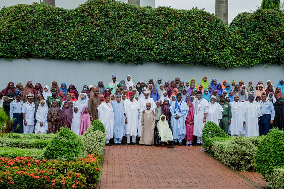 MORE PHOTOS: Buhari hosts Dapchi schoolgirls at Aso Rock  %Post Title