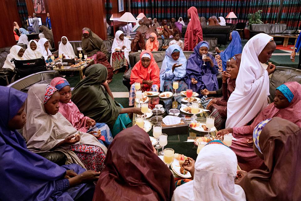 MORE PHOTOS: Buhari hosts Dapchi schoolgirls at Aso Rock  %Post Title