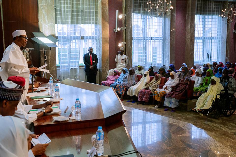 MORE PHOTOS: Buhari hosts Dapchi schoolgirls at Aso Rock  %Post Title