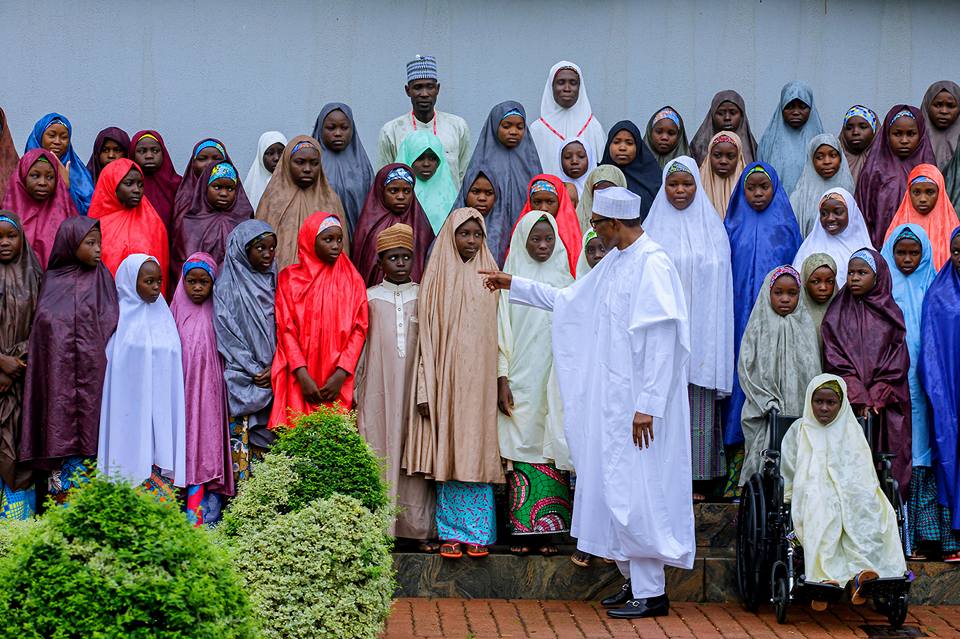 MORE PHOTOS: Buhari hosts Dapchi schoolgirls at Aso Rock  %Post Title