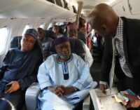 PHOTOS: Surprise as Saraki boards Arik flight to Ghana
