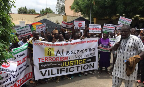 PHOTOS: Protesters storm Amnesty International’s Abuja office 24 hours to launch of report on rape
