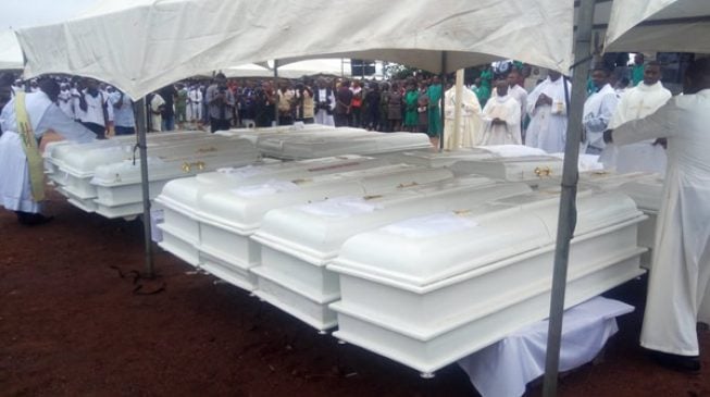 PHOTOS: Bishops flood Benue for burial of Catholic priests