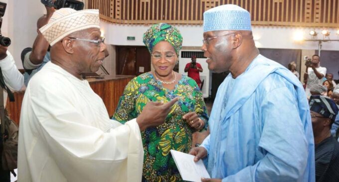 PHOTOS: Atiku, Obasanjo ‘reunite’ in Lagos