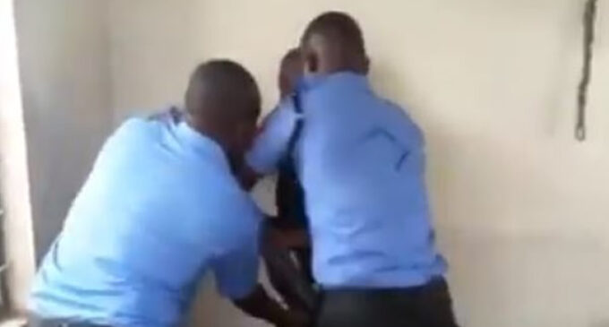 VIDEO: Aggrieved policemen violently disarm NSCDC official