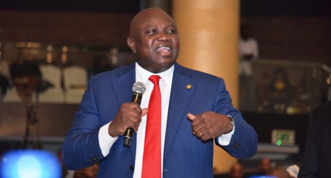 ‘Who am I to speak after Jagaban?’ — Ambode sparks laughter at launch of Jim Ovia’s book