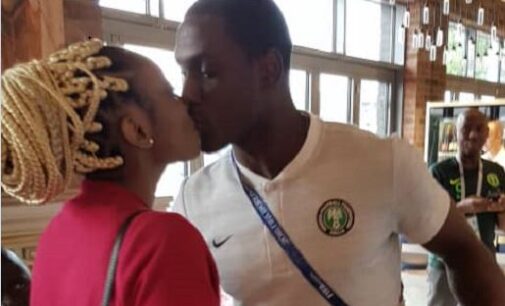 PHOTOS: Ighalo gets birthday kiss from wife before World Cup game