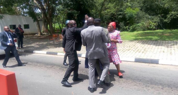 Security operatives assault Ezekwesili at Aso Rock gate