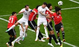 Salah watches as Egypt lose to Uruguay