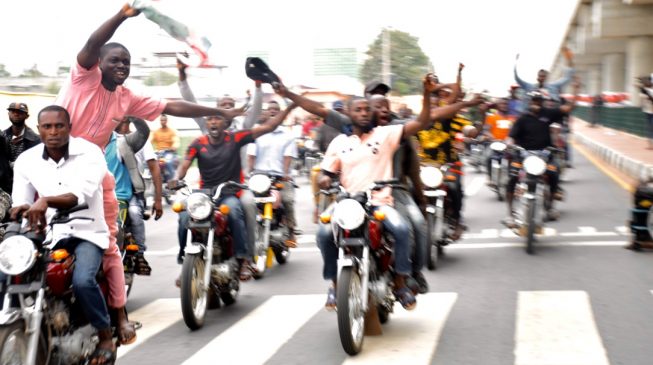 PHOTOS: Bike riders celebrate Fayemi’s victory