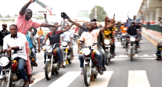 PHOTOS: Bike riders celebrate Fayemi’s victory