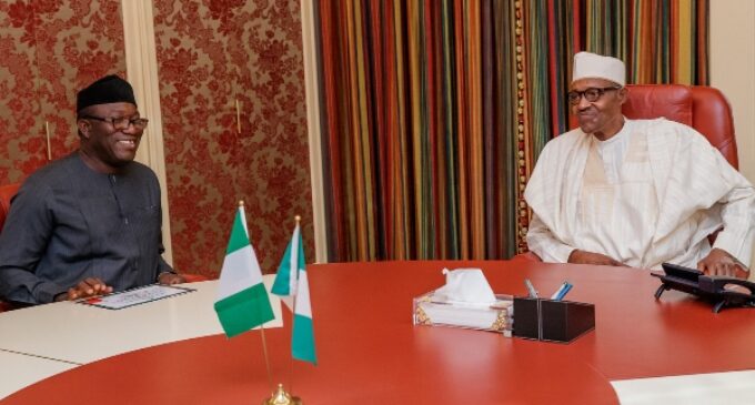 Fayemi presents his certificate of return to Buhari