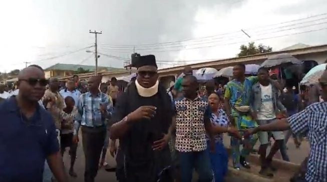 VIDEO: Fayose makes first public appearance after guber poll