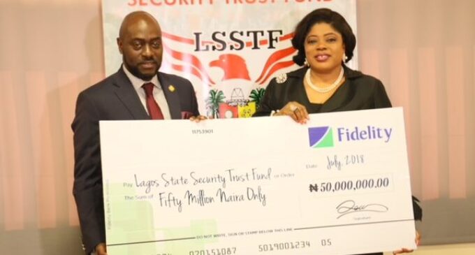 Fidelity Bank donates N50m to Lagos State Security Trust Fund
