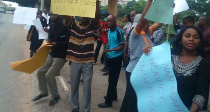 NAN staff protest unpaid allowances, picket Abuja office