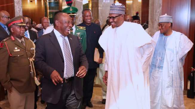 PHOTOS: Buhari hosts South African president at Aso Rock