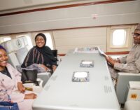 PHOTOS: Buhari off to China with wife, daughter