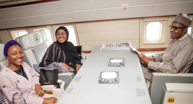 PHOTOS: Buhari off to China with wife, daughter