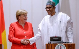 Buhari hosts Angela Merkel at presidential villa