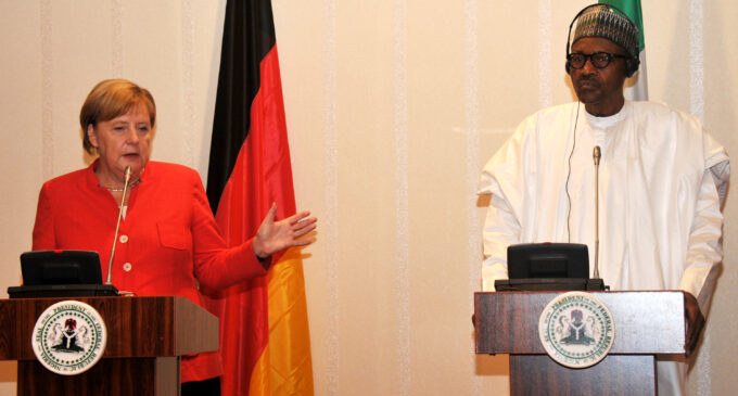 Buhari receives Merkel at Aso Rock
