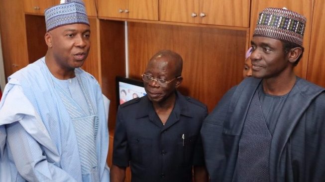 Oshiomhole dares Saraki to name anyone he collected bribe from