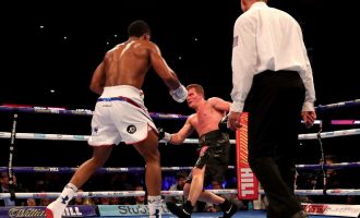 WATCH: The moment Joshua knocked out Povetkin
