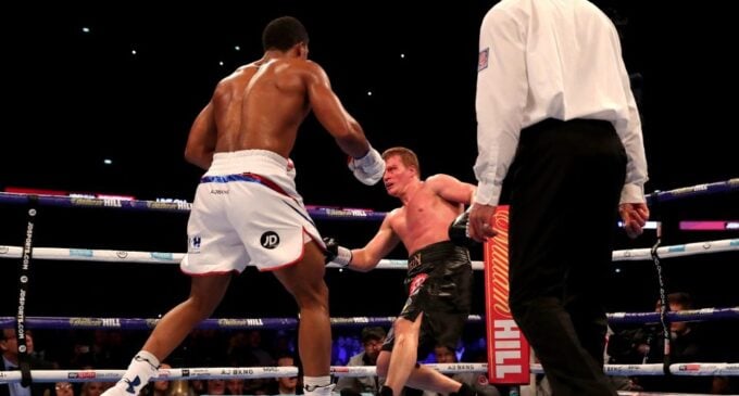 WATCH: The moment Joshua knocked out Povetkin