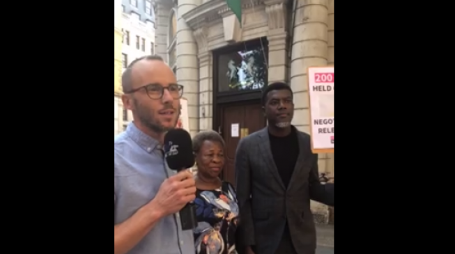 VIDEO: Protesters storm high commission of Nigeria in London to demand release of Leah Sharibu