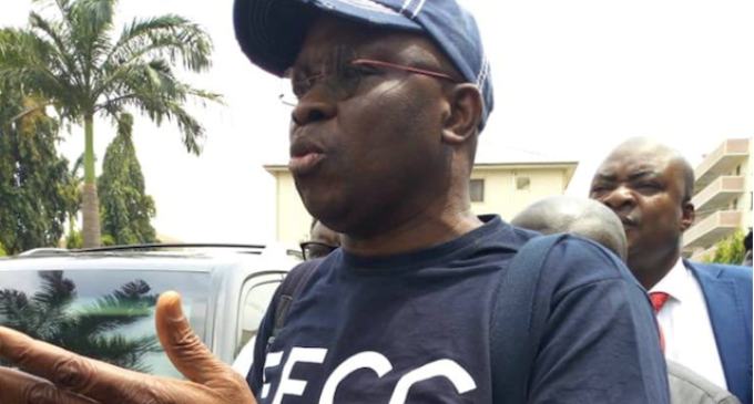 VIDEO: Wike, Fani-Kayode tag along as Fayose submits himself to EFCC