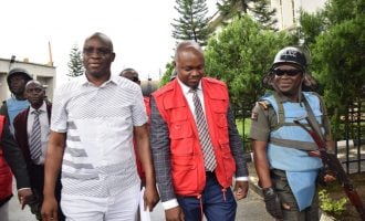 PHOTOS: Fayose arrives court ahead of his trial